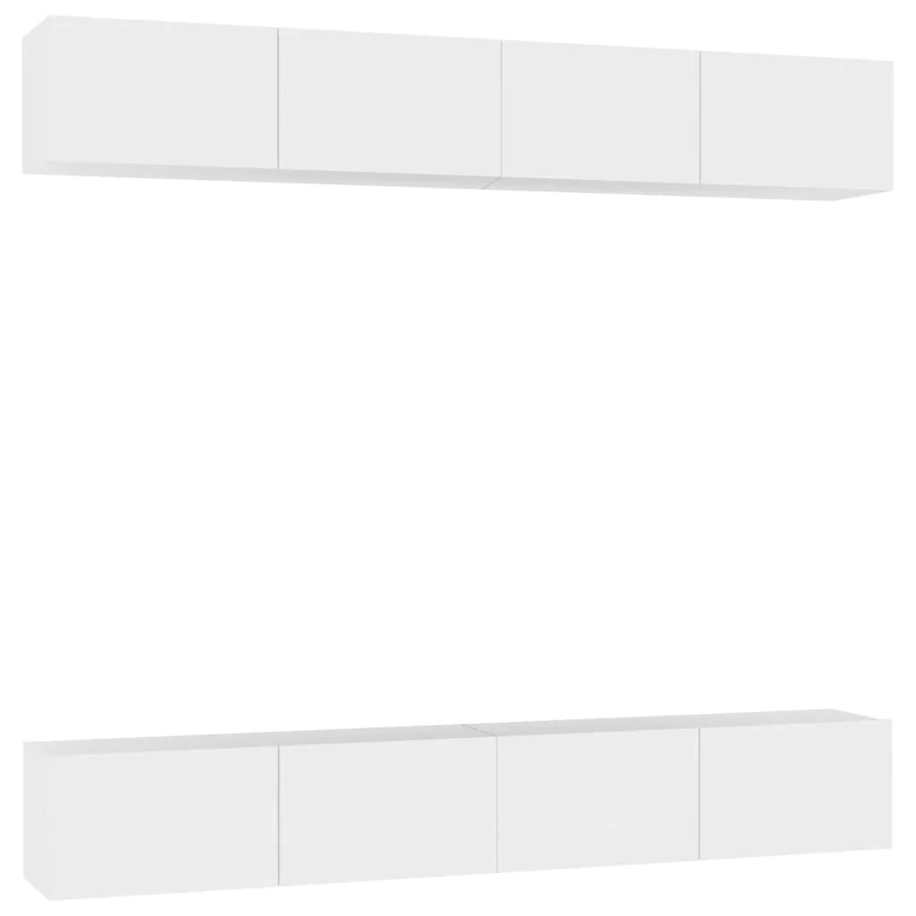 Mobile TV multimediale scaffale TV credenza mobile TV sala da pranzo soggiorno camera da letto 4 pezzi 100 x 30 x 30 cm legno ingegnerizzato bianco 02_0028696