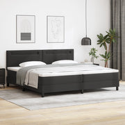 Letto con rete a molle e materasso nero 200x200 cm in similpelle