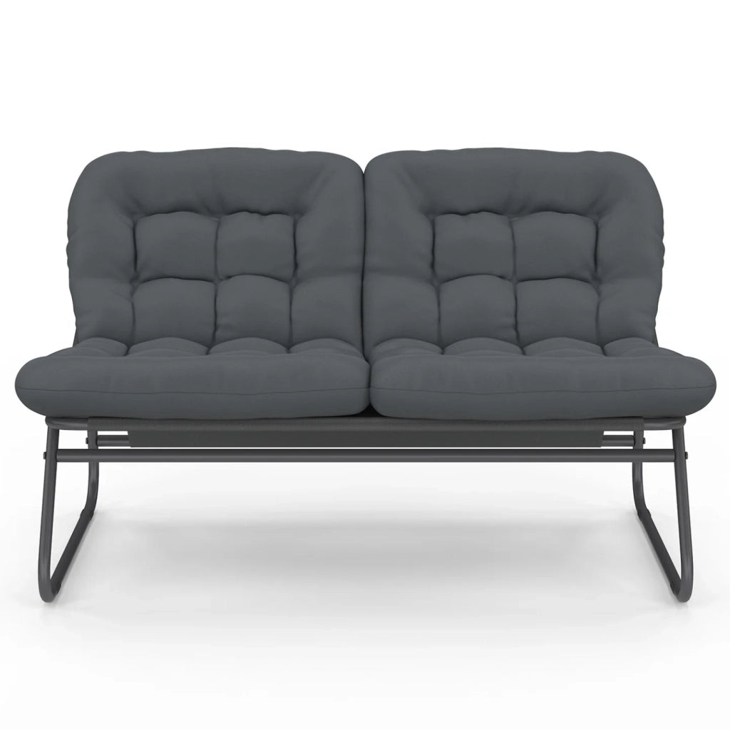 IDMarket - Set di mobili da giardino basso ARONA a 4 posti in metallo grigio antracite e cuscini grigi con divano, poltrone e tavolo