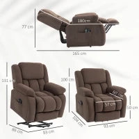 Poltrona relax alzapersona elettrica con funzione massaggio e riscaldamento, 93 x 104 x 100 cm, Marrone