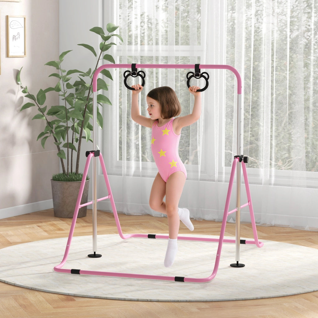 Barre orizzontale regolabile con anelli ginnici ¨C Minimal ¨C rosa