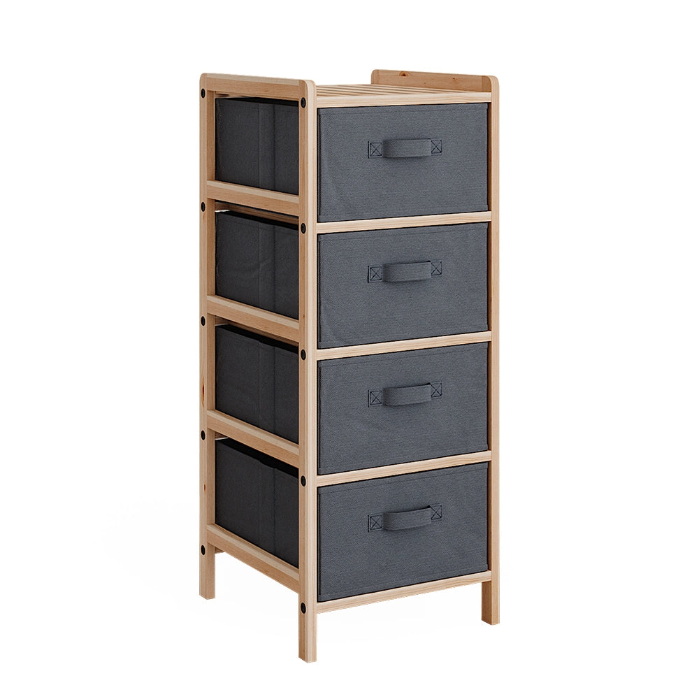 Vicco Mobile da bagno Grigio 34.5 x 86 cm con 4 cassetti in tessuto