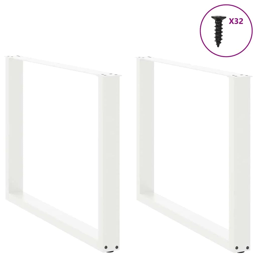 Set di 2 gambe per tavolo da pranzo a forma di U 100 x 72-73 cm design moderno con piedini regolabili acciaio bianco 02_0057437