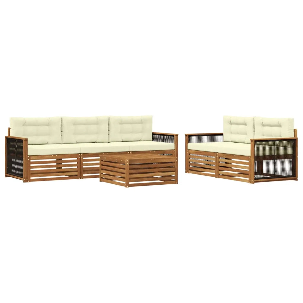 Set di divani da esterno con cuscino 6 pcs Naturale e Crema 3383023