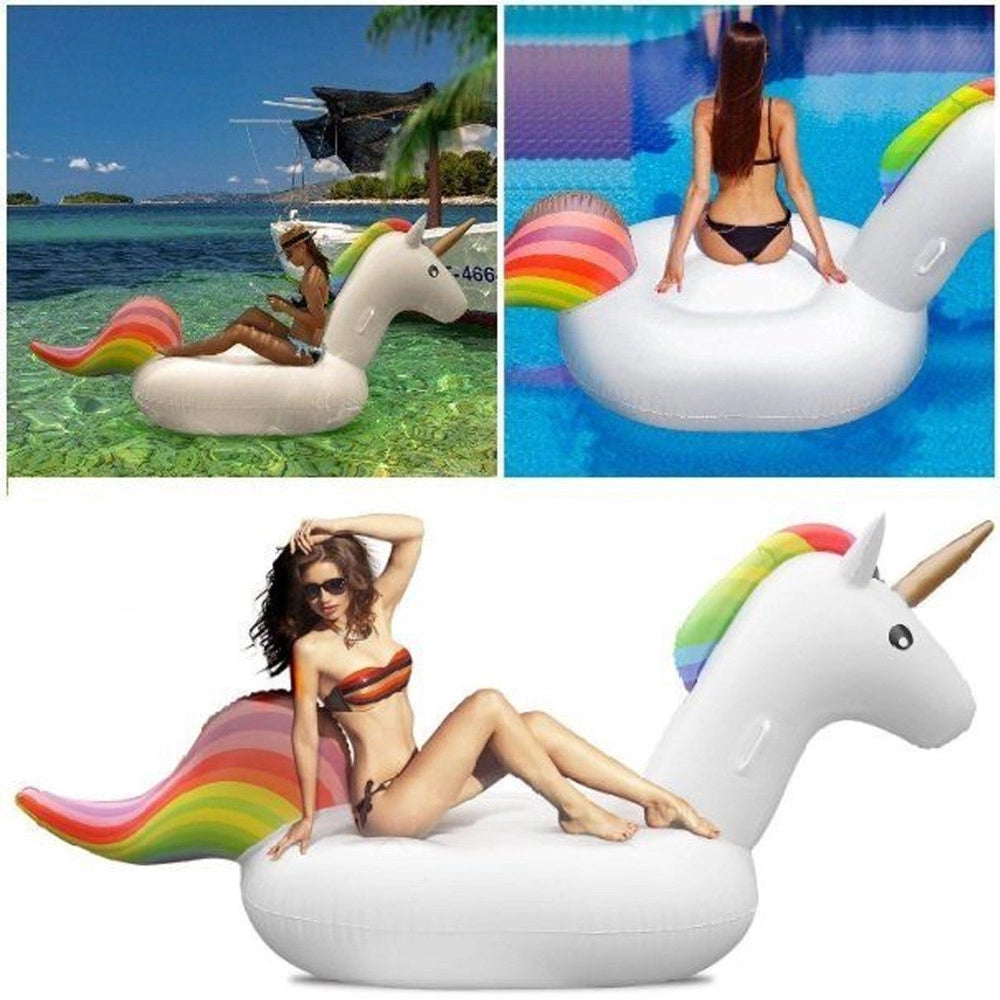 Trade Shop - Unicorno Gonfiabile Gigante Isola Materassino Mare Piscina Maxi 224x164 Cm -