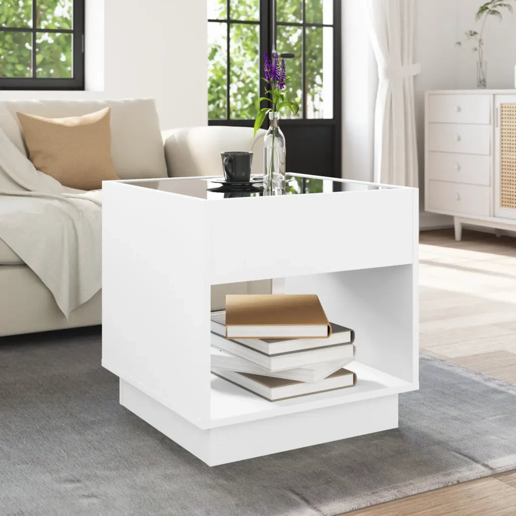 Tavolino da Salotto con LED Infinity Bianco 50x50x50 cm 847651