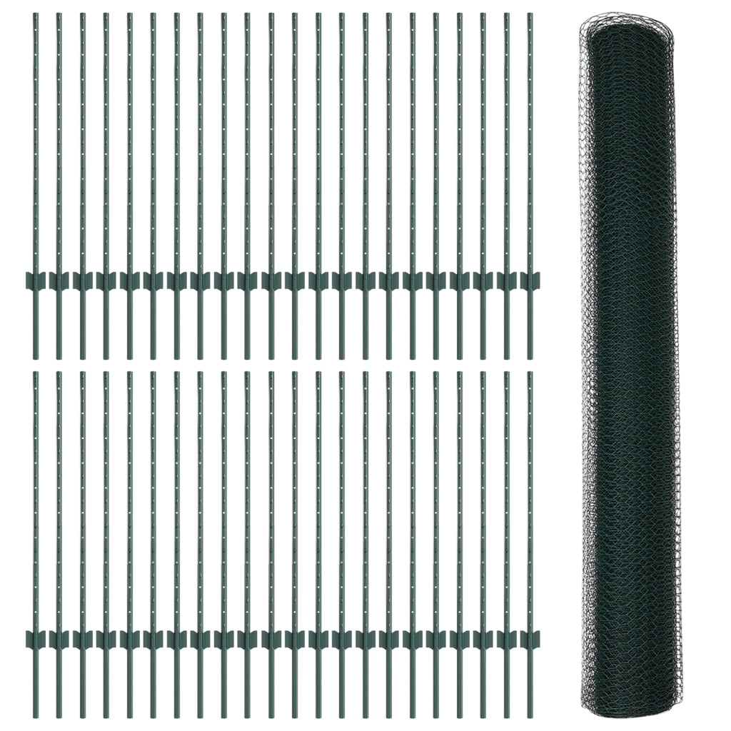 Pali di Recinzione  11 pz U-Channel Verde 100 cm Acciaio
