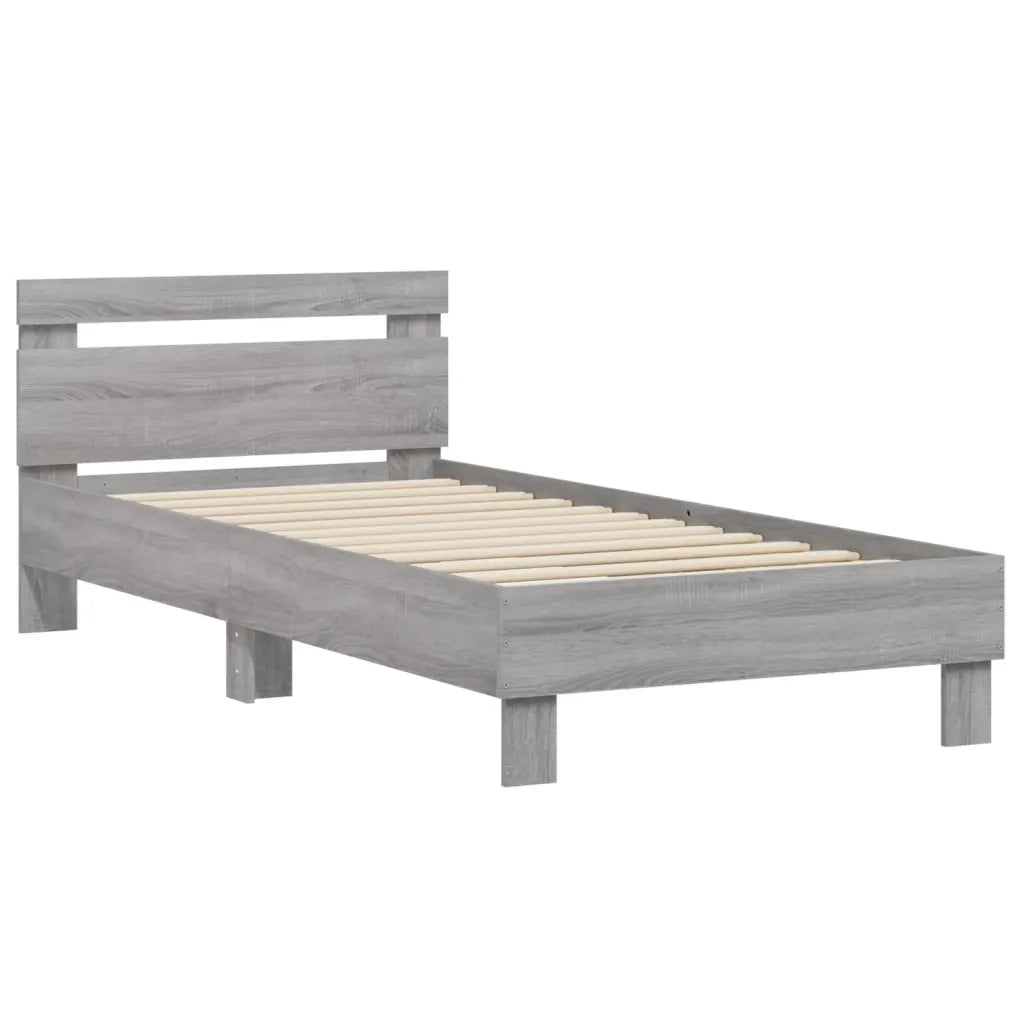 Giroletto con Testiera-Struttura Letto con testiera Grigio Sonoma 90x200cm Legno Multistrato 506423