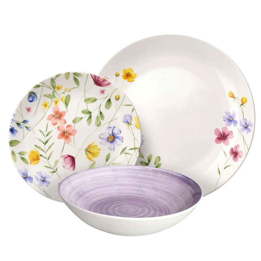 Servizio piatti 18 pezzi Petals Multicolor