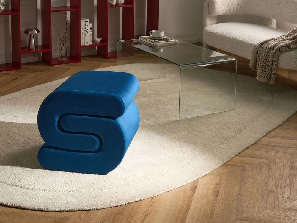 Pouf imbottito in velluto a forma di S blu soggiorno stile moderno