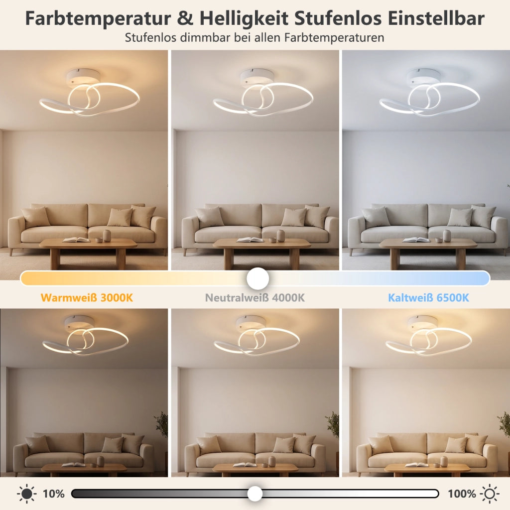 ZMH Lampada da Soffitto LED 24W Dimmabile Bianca per Camera Soggiorno