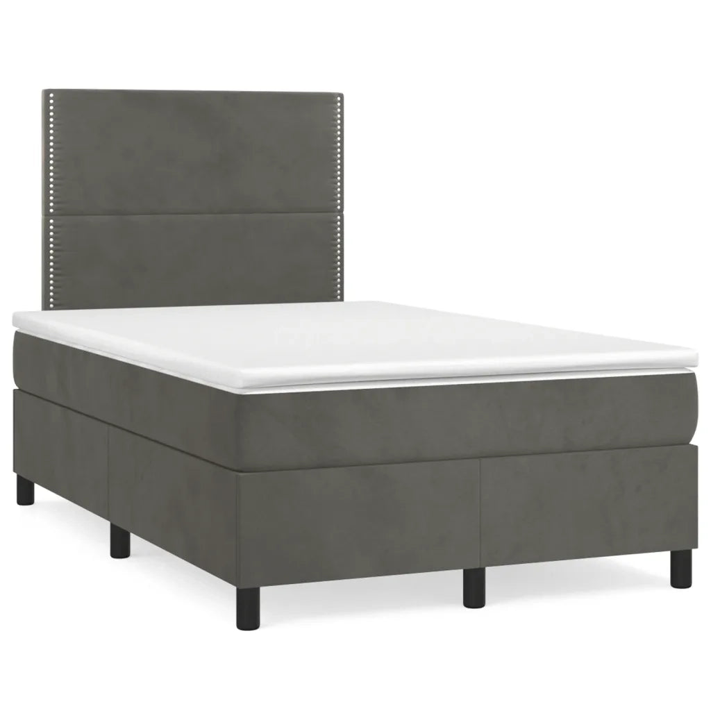 Letto a Molle Materasso e LED Grigio Scuro 120x190cm in Velluto 3270306