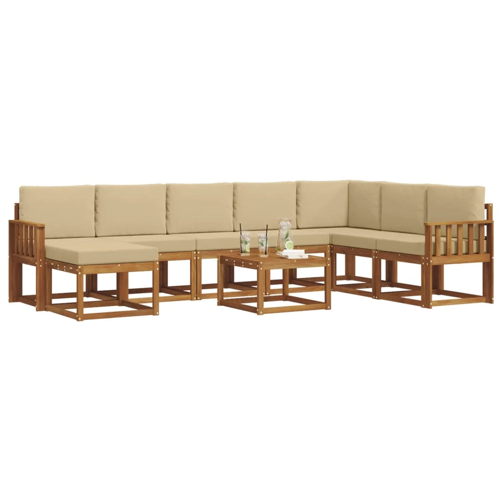 Set di divani da esterno con cuscino 9 pcs Naturale e Beige