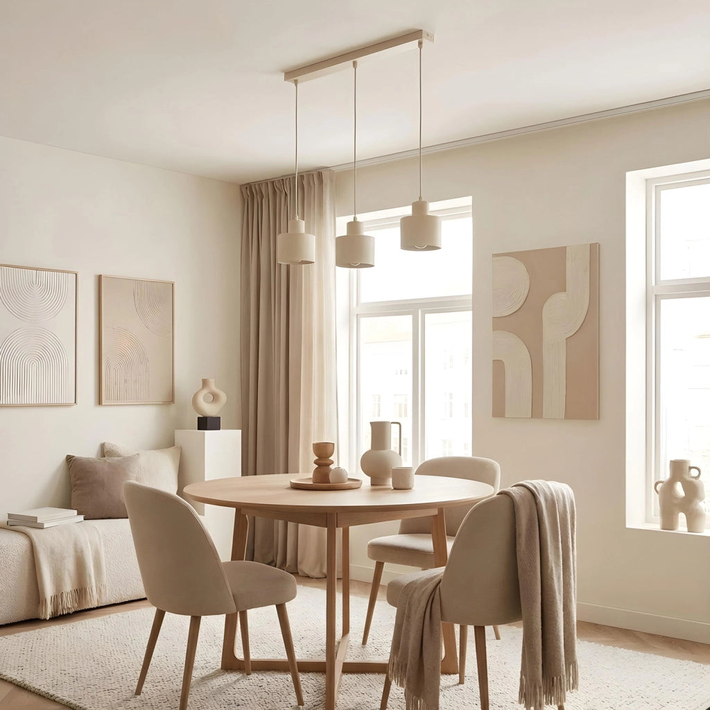Lampada sospesa Parkla 3 luci beige acciaio E27 Luminex