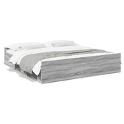 Letto matrimoniale | Letto per adulti | Giroletto Cassetti Grigio Sonoma 180x200 cm Legno Multistrato