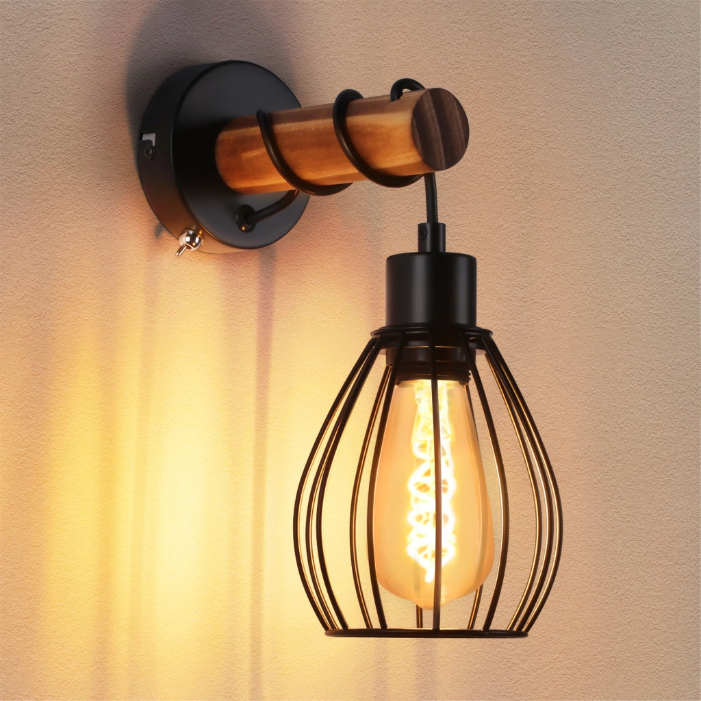 ZMH Applique industriale nera E27 15cm senza lampadina