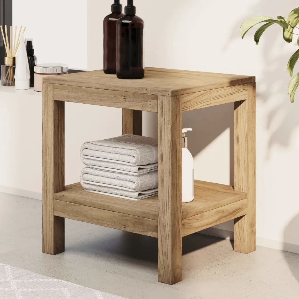 Tavolino da Bagno 45x35x45 cm in Legno Massello di Teak 340747
