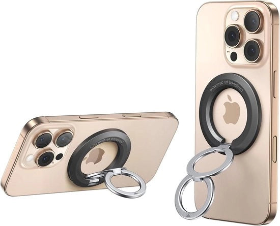 Supporto per anello con magneti Supporto per telefono cellulare con magneti Supporto per anello con gancio per dita e piede di spinta Compatibile con iPhone 15/14/13/12 Pro Max compatibile con accessori MagSafe.