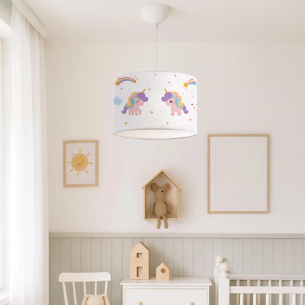 Lampada a Sospensione Rugby per Cameretta Paralume Bianco Design Unicorno lux.pro