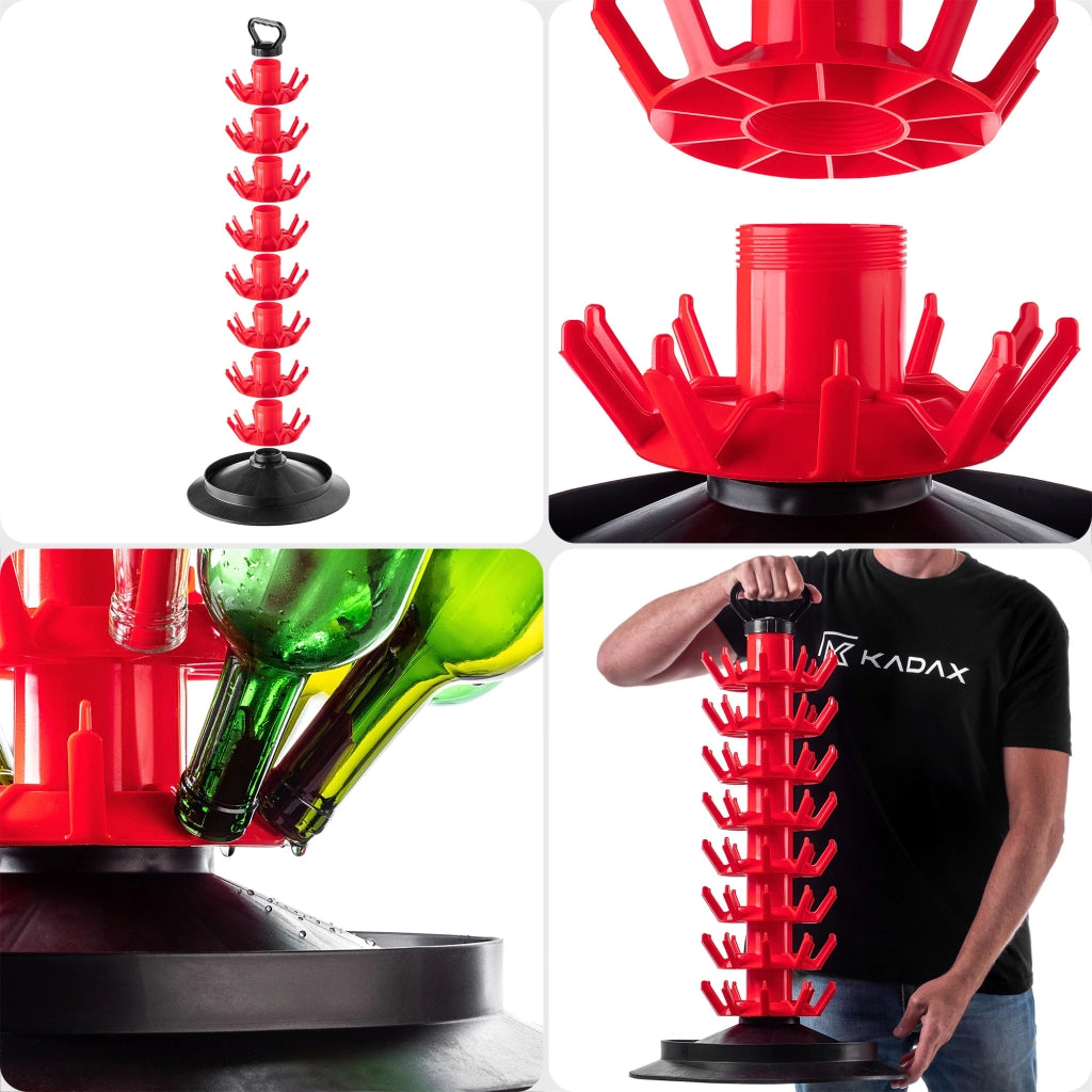 KADAX Portabottiglie modulare con scolapiatti, grande, rosso, per 80 bottiglie