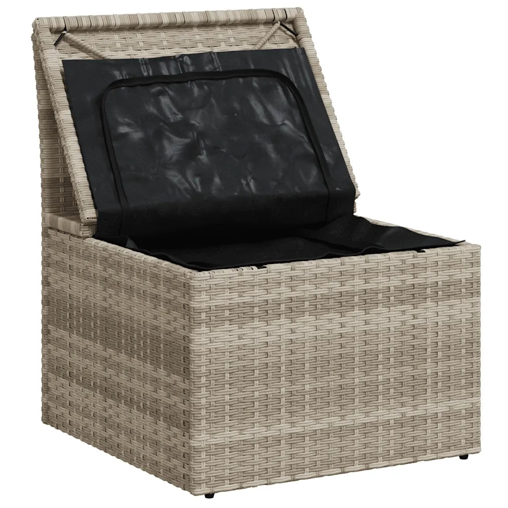 Sedia Senza Braccioli con Cuscini Grigio Chiaro in Polyrattan 366190