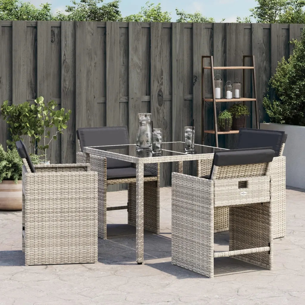 Sedie da Giardino con Cuscini 4 pz | Sedie da Esterno Grigio Chiaro in Polyrattan