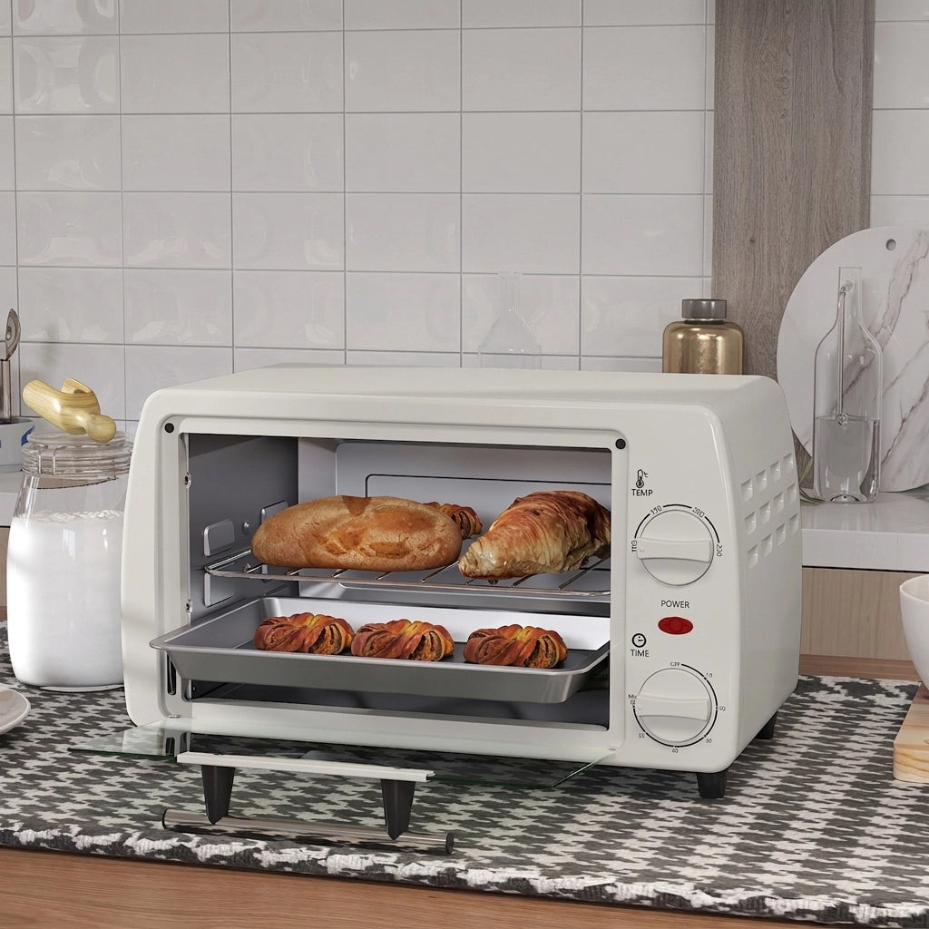 Mini Forno da Tavolo 36;5x26x22 cm 750 W con Teglia; Griglia e Temperatura fino a 230°C