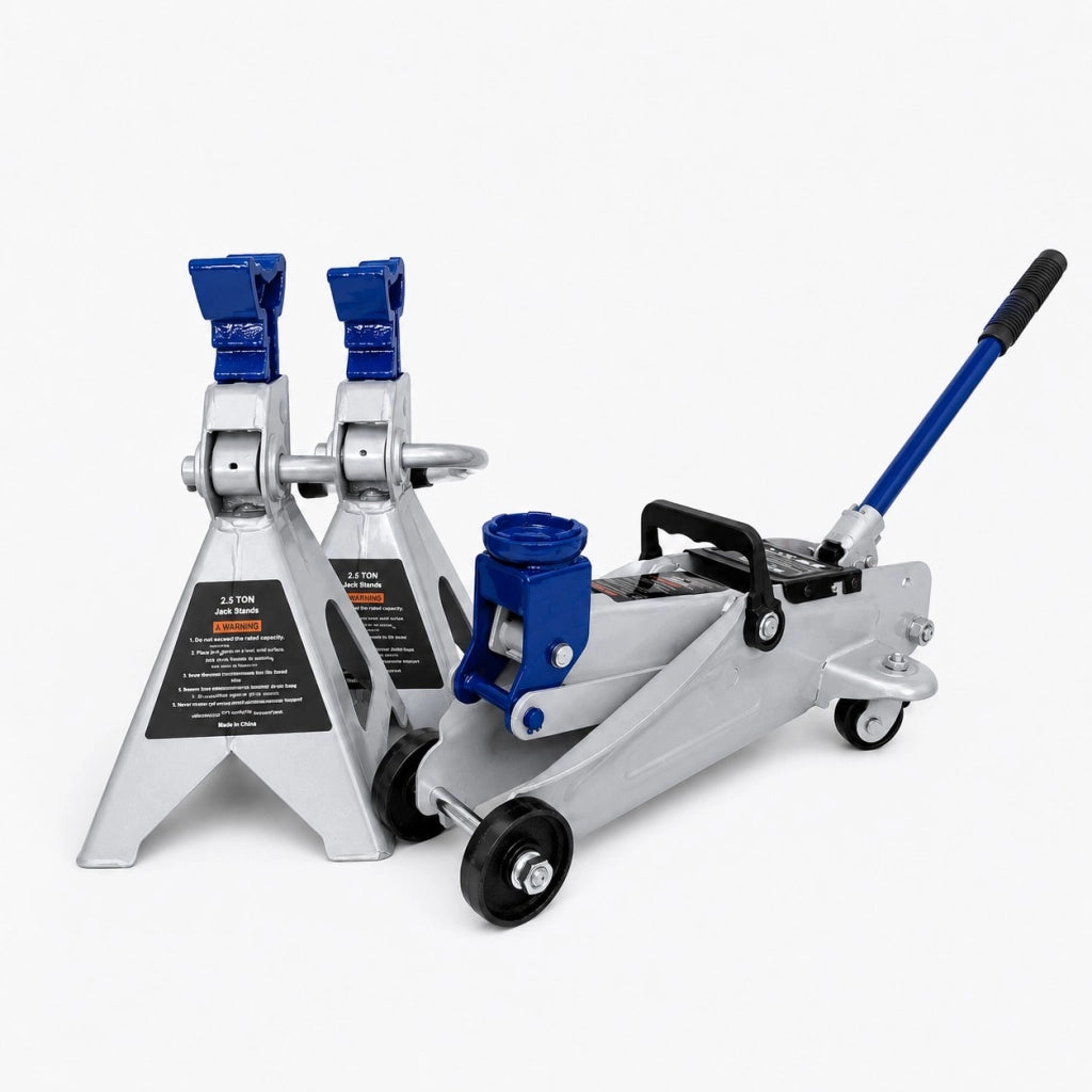 Cric idraulico a carrello 2,5 ton sollevatore auto con coppia cavalletti supporto regolabili