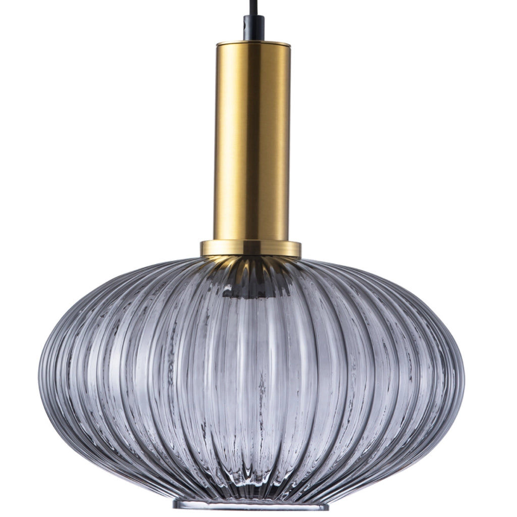 Lampada a sospensione Polux Norfolk vetro fumé E27 Ø24,5