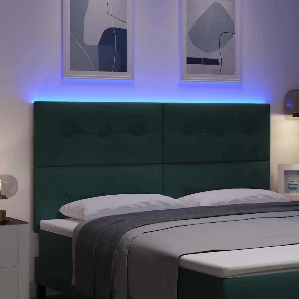 Testiera | Testata LED con strisce LED Verde 180 cm Velluto