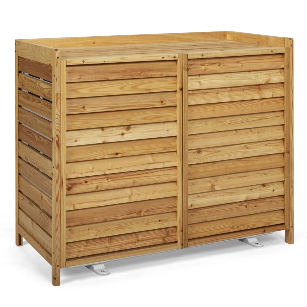 IDMarket - Copertura per condizionatore in legno naturale per unità esterna 95 x 50 x 80 cm