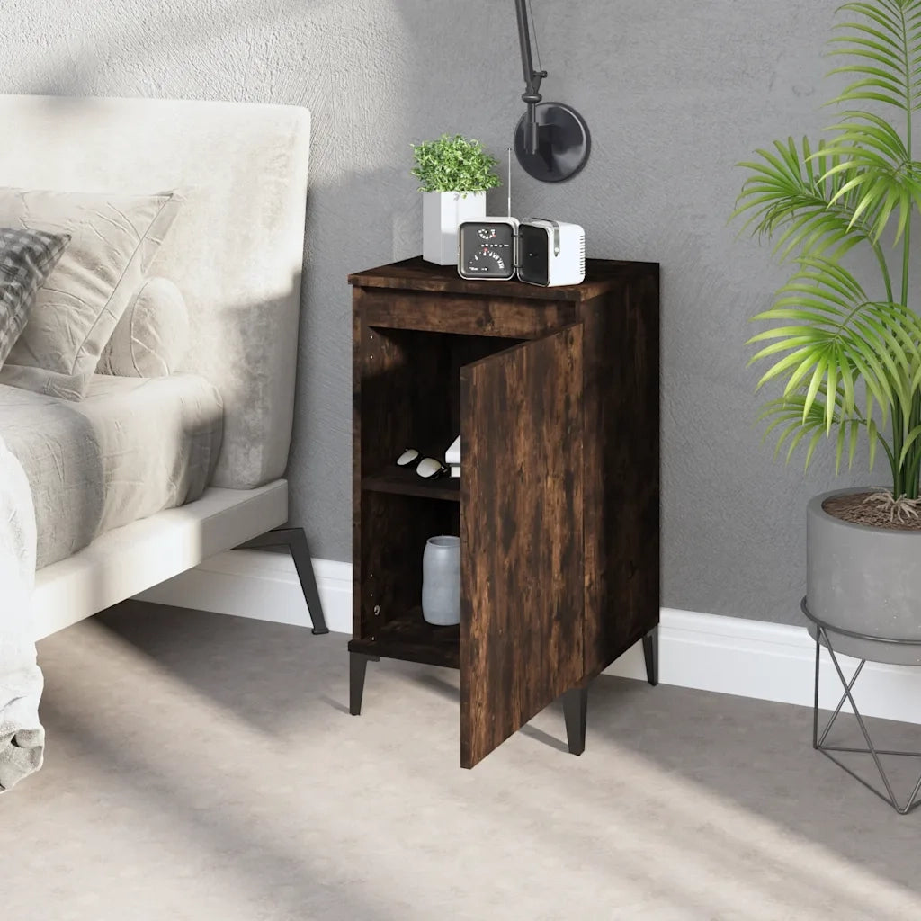 Comodini 2 pz-Set di 2 Tavolino da notte Rovere Fumo 40x35x70 cm in Legno Multistrato 709635