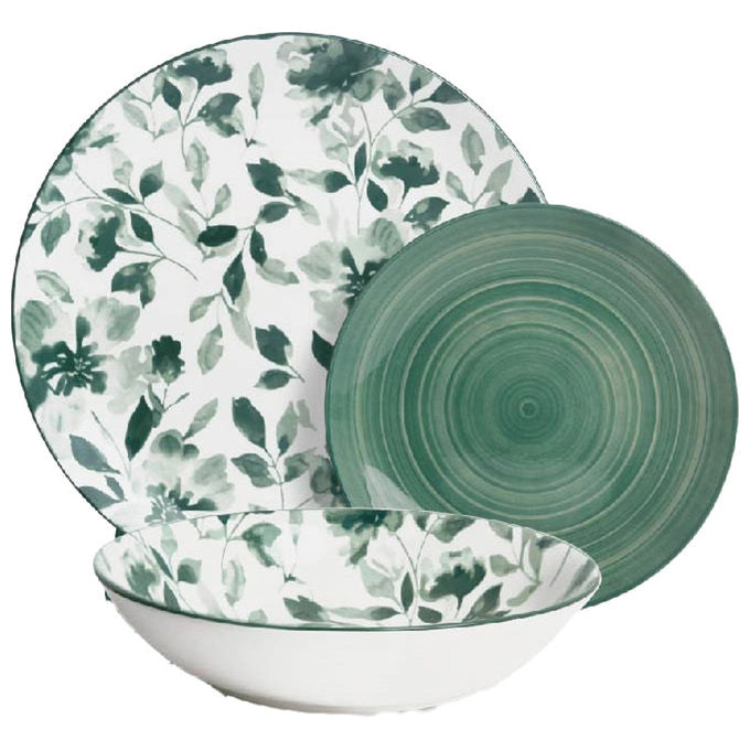 Borella 25712 Nora Servizio Piatti 18 Pezzi Porcellana colore Verde