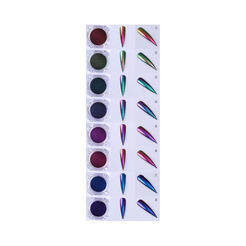 Trade Shop - Polvere Pigmenti Scaglie Olografico Pennello Effetto Specchio Chrome Nail Art -
