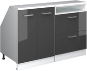 Set di mobili sottotetto Rion, Antracite lucido, 120 cm Set di 2 carcasse armadio profondità 60 cm, adatto per il salvaspazio sotto tetti spioventi