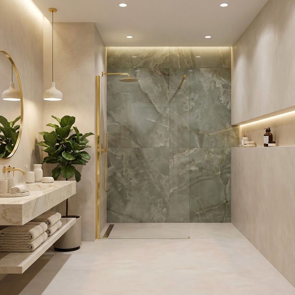 Parete Doccia Rea Flexi Transparent / Gold 80