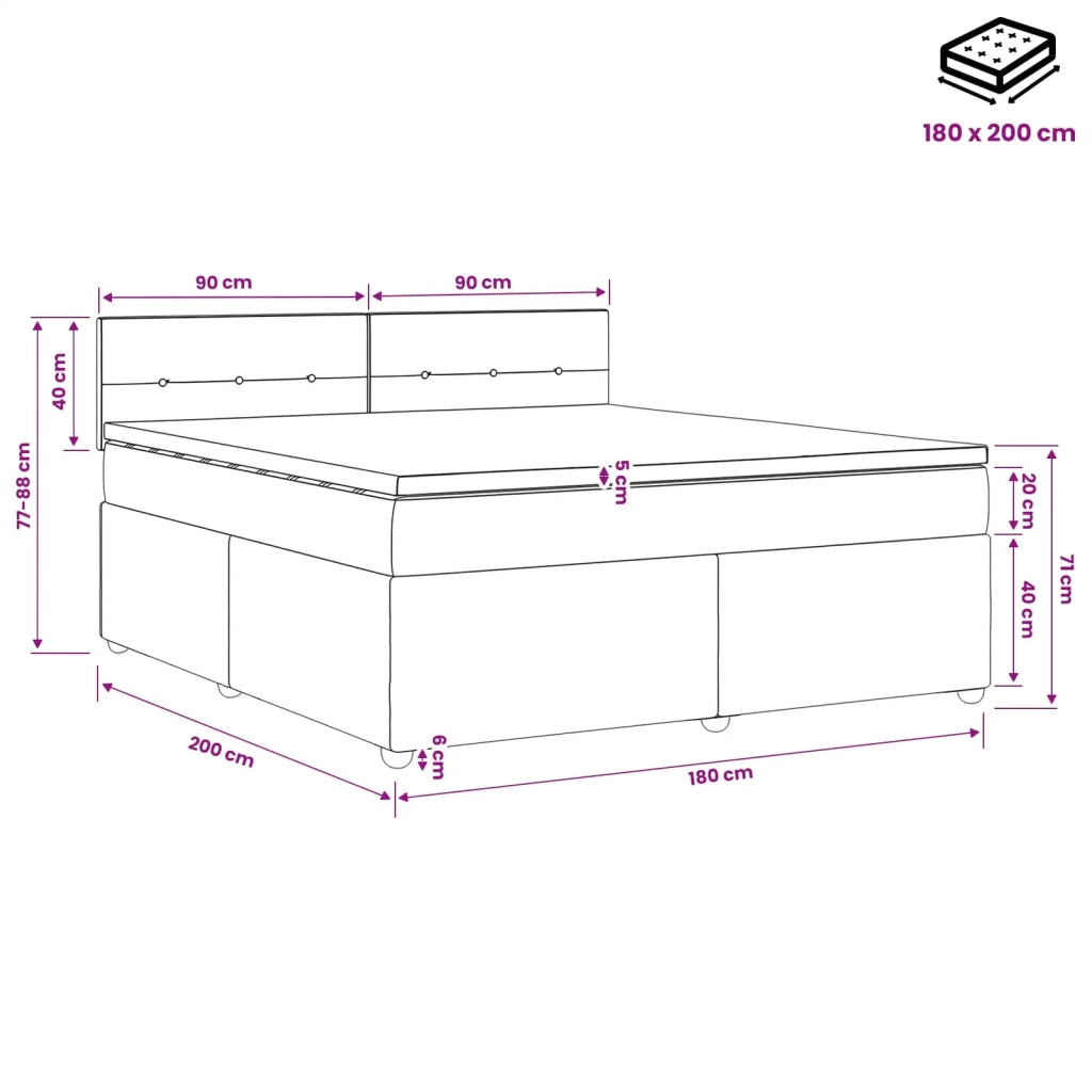 Letto box spring con materasso Marrone Scuro 180 x 200 cm 3451017