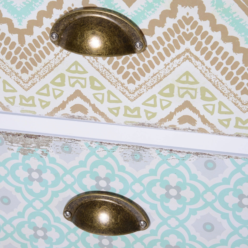 Cassettiera shabby chic multicolore con 5 cassetti, struttura in MDF, portata fino a 50 kg