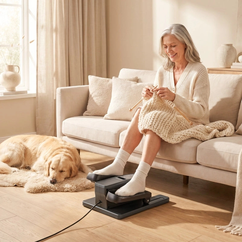 Mini ellittica per uso domestico, cross trainer elettrica da posizionare sotto il mobile con telecomando, display a LED, 12 velocit¨¤
