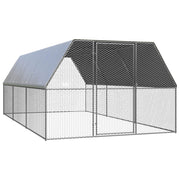 Pollaio da esterno 3 x 6 x 2 m acciaio zincato tetto in PE 02_0001695