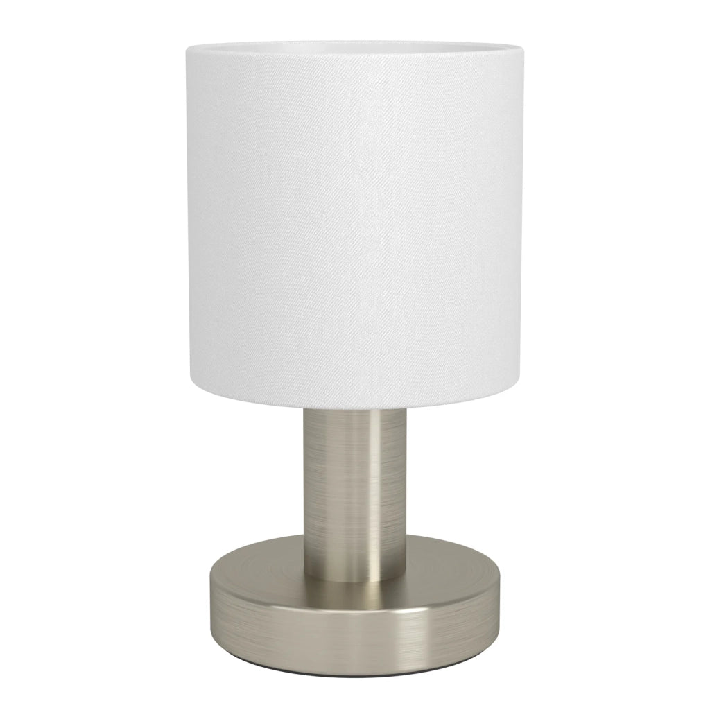 Lampada Scrivania Contemporaneo Montetto Acciaio Grigio Tessuto Bianco E14 Ip20