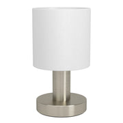 Lampada Scrivania Contemporaneo Montetto Acciaio Grigio Tessuto Bianco E14 Ip20