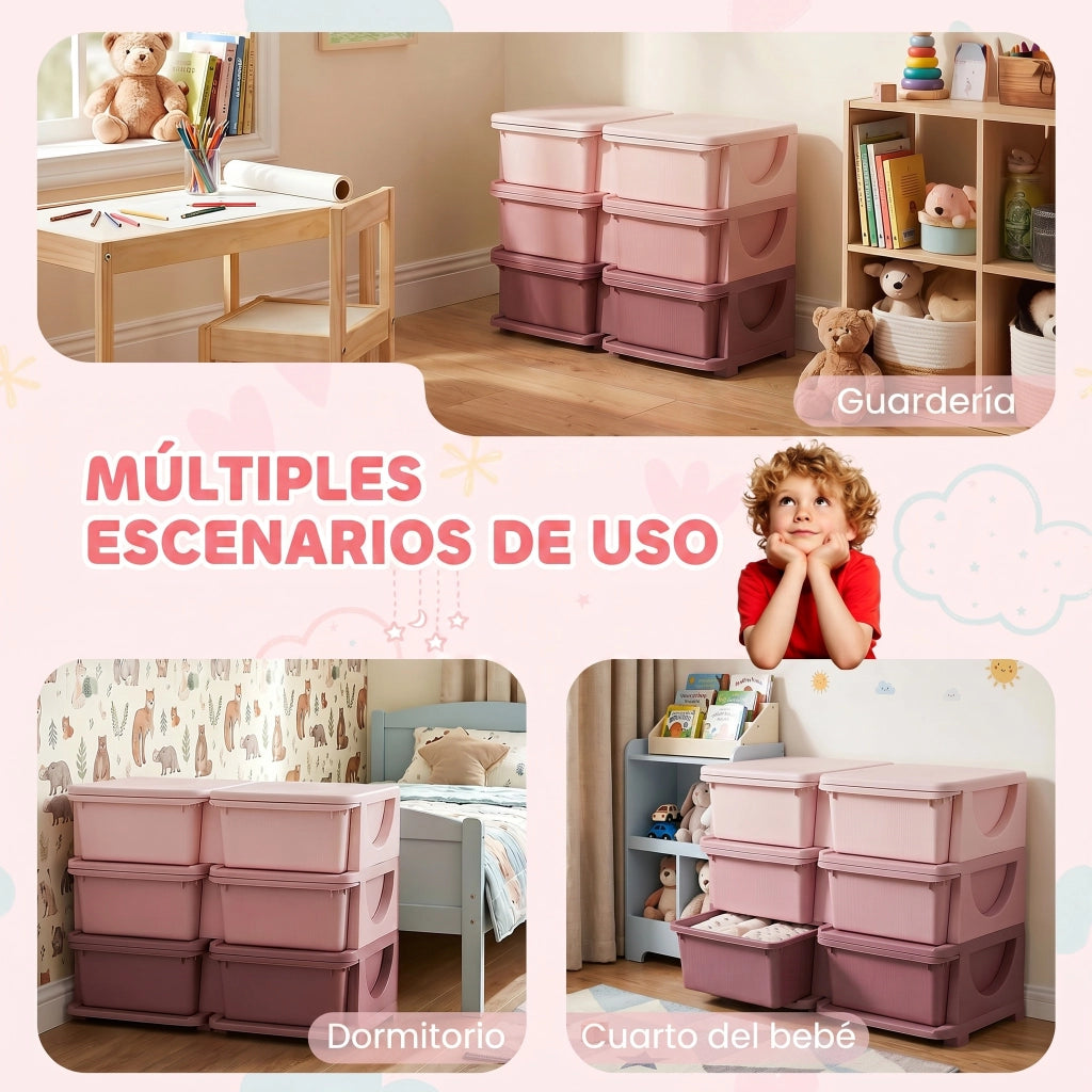 Cassettiera bambini 6 cassetti ¨C zephmum ¨C rosa 75x37x56.5 cm
