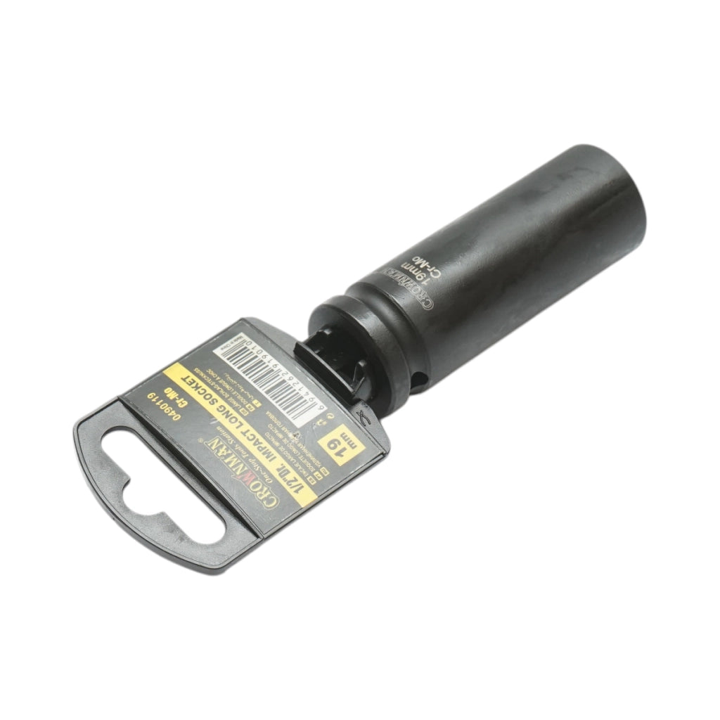 Chiave a bussola a impatto Crownman da 19 mm, quadrata in acciaio Cr-Mo da 1/2".
