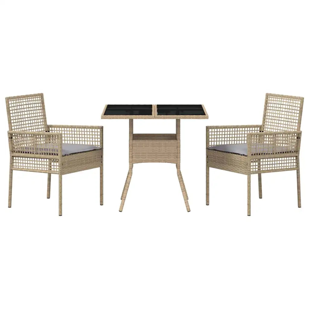 Set da Pranzo per Giardino 3 pcs Beige polyrattan 3334929