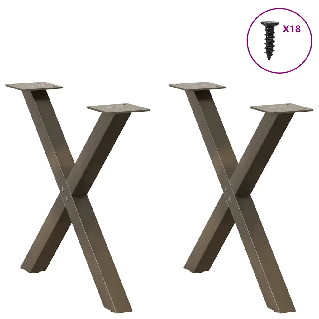 Gambe per Tavolino da CaffÃ¨ a Forma di X 2 pz Acciaio Naturale 50x(42-43) cm Acciaio