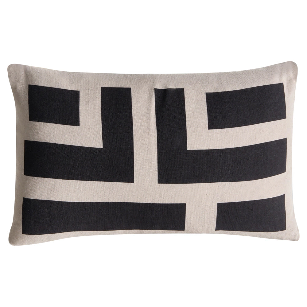 Set di 3 cuscini decorativi in tessuto di cotone beige e nero con motivo astratto 45/30 x 45/50 cm Cuscino decorativo