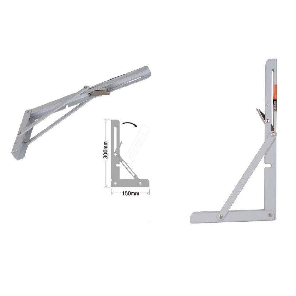 Trade Shop - Reggimensola Supporto Staffa Metallo Pieghevole Regolabile 30x15cm Bianco 91289 -