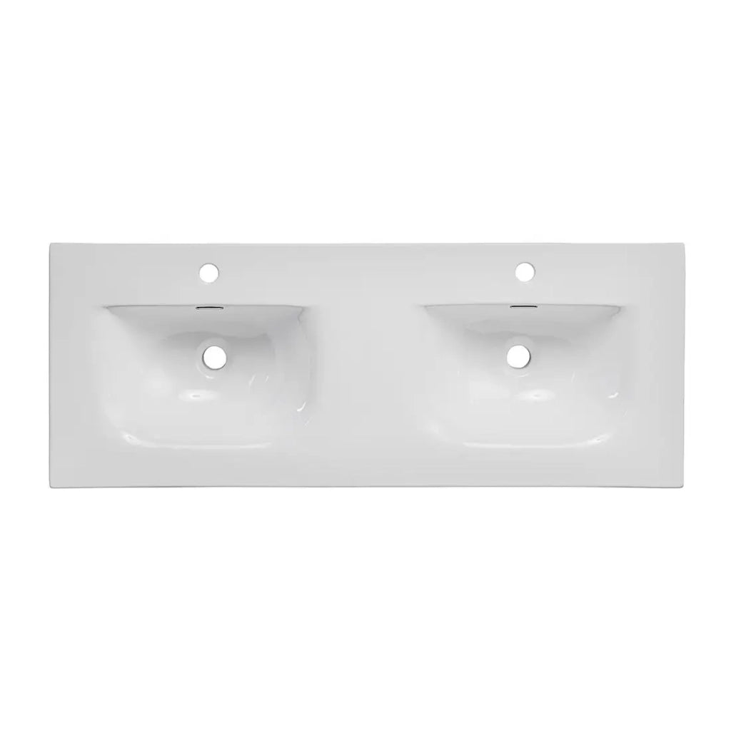 Lavabo da incasso ESSEN 120 cm doppio lavabo ceramica bianco lucido