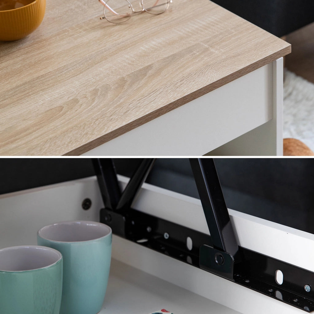 Tavolino bianco e legno HEDDA